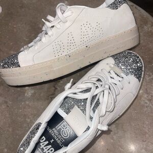 P448 Women's Project Sustainability Glittery White and Silver Sneakers
